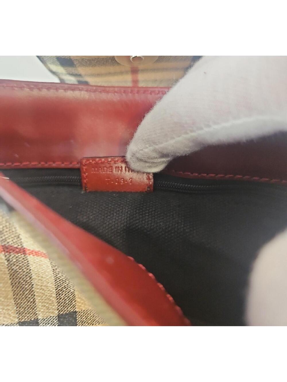 Burberry Beige Check Crossbody with Red Leather Flap - Picture 9 of 9